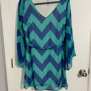 Auditions Green and Blue Striped dress size M